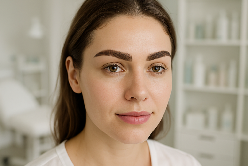 Cejas con microblading natural en un centro de estética